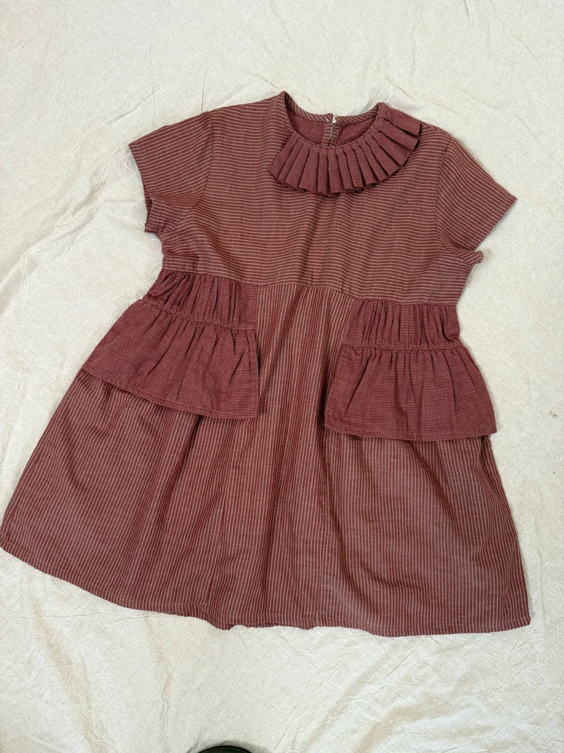 森系夏季新款儿童红格拼接连衣裙女童8Q569