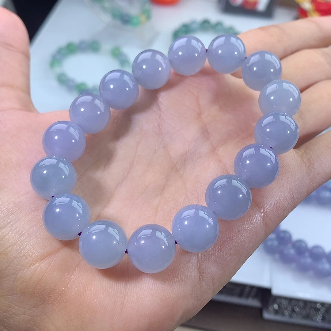 翡翠未镶嵌手链紫罗兰手串
