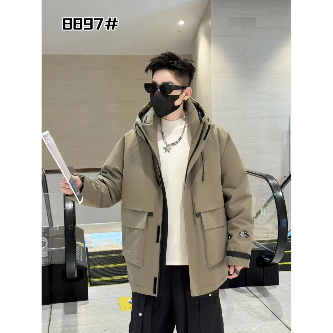 绿-8897##【国标50羽绒服】冬季休闲时尚保暖百搭外套潮流
