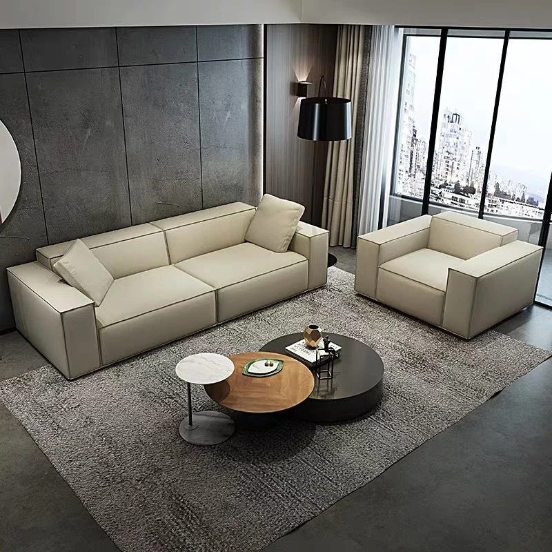 北欧办公沙发商务接待会客简约意式极简沙发组合三人位沙发