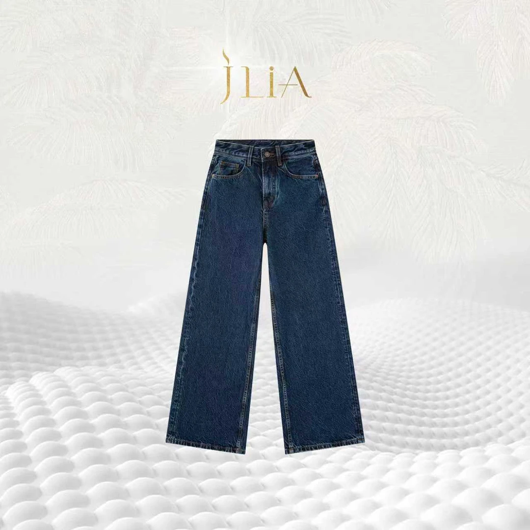 JLIA GOLD-1062橡木黑-正版大牛丹宁宽松时尚直筒裤 防粘毛沾灰