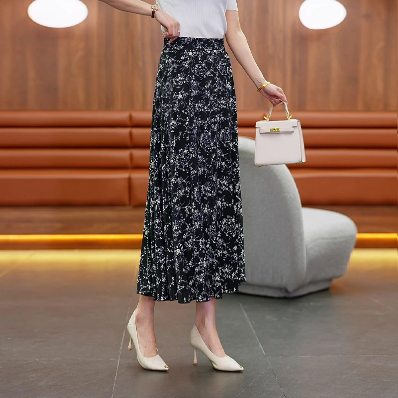 长款半身裙显瘦长裙高腰夏季气质碎花百搭A字