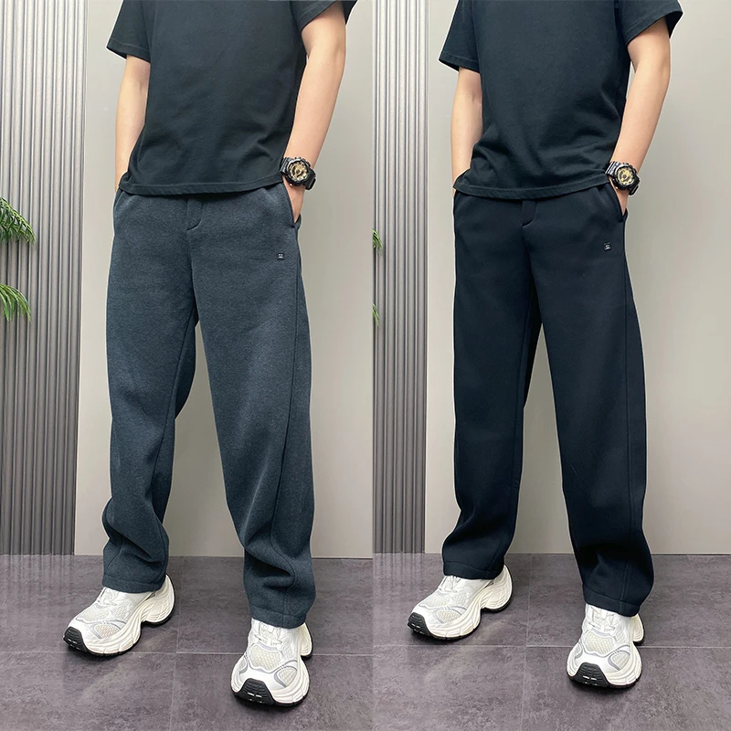 2025新款男士休闲裤秋冬款加绒百搭宽松直筒长裤子男款运动卫裤