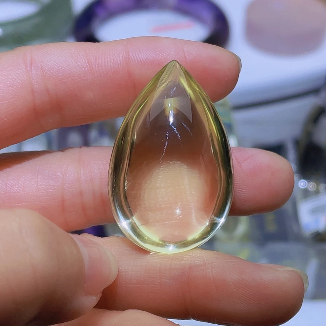 水晶颈饰未镶嵌天然黄水晶吊坠全净体水滴