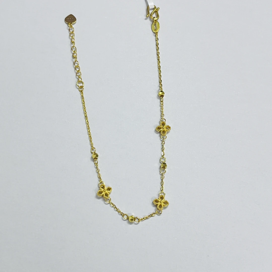 【旺旺金选】 足金999 5G 四叶草金珠手链 2.99