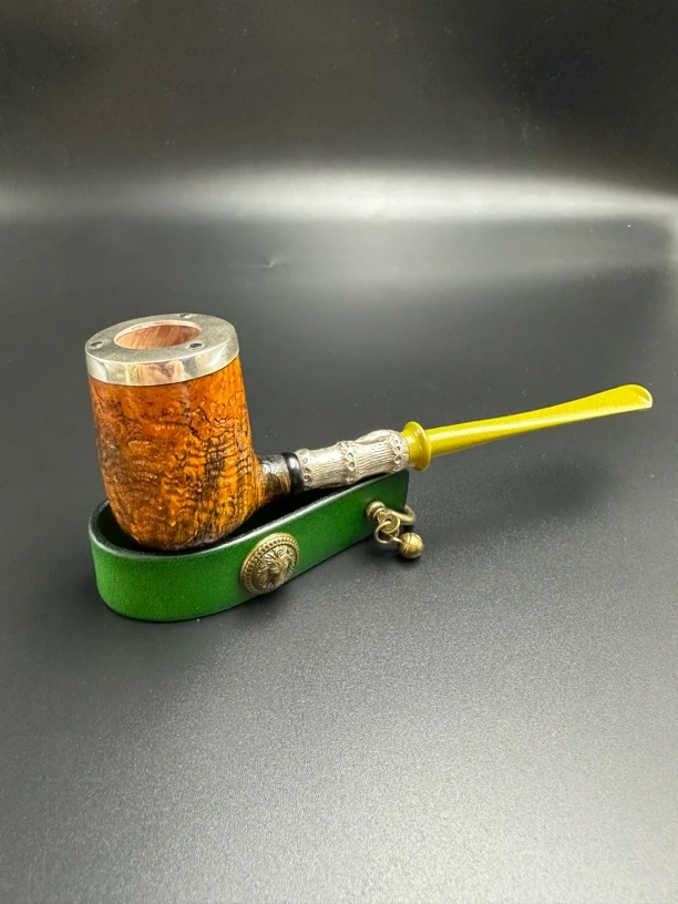 国师李老师手工作品手工烟斗双银竹节直斗坎伯兰斗嘴3mm