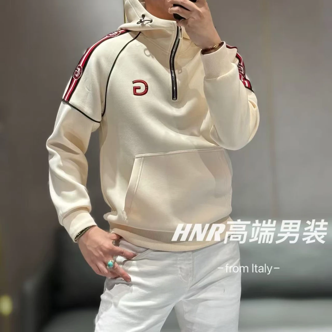 拉链设计款休闲时尚百搭连帽男士加绒加厚卫衣4399