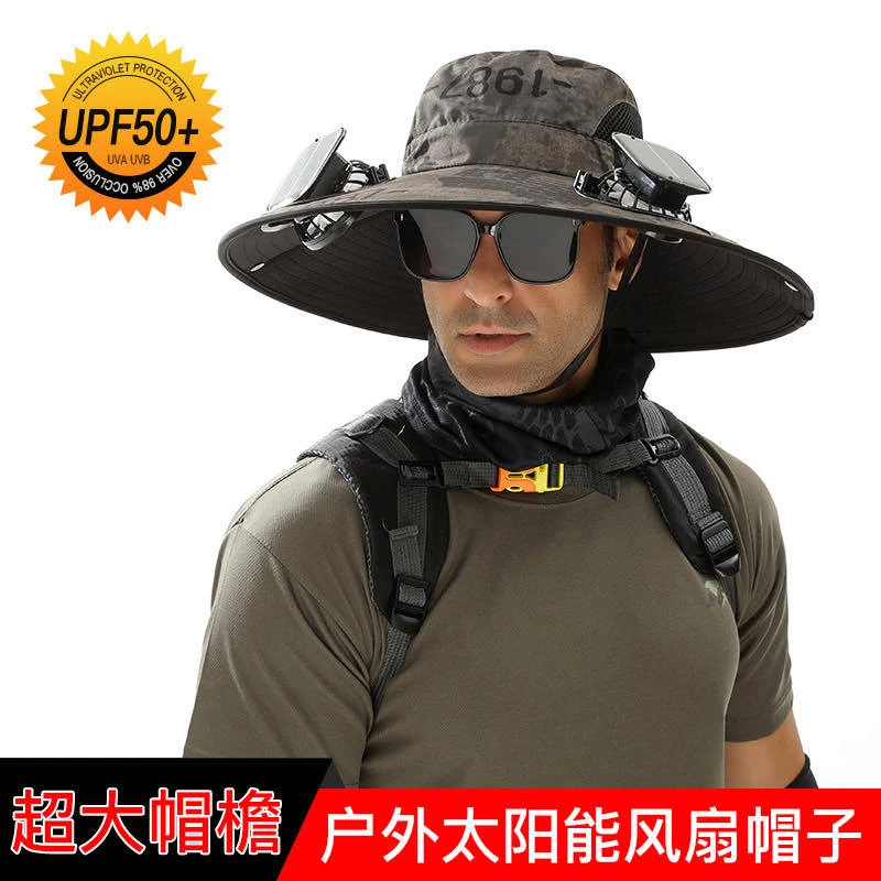 夏季户外速干风扇帽防紫外线遮阳防水钓鱼风扇帽渔夫森外帽出口