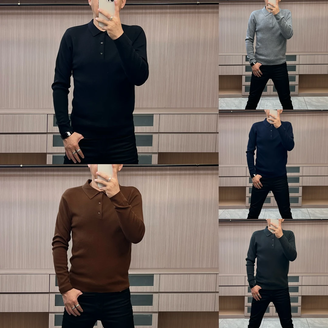 今晨优品-秋季新品简约商务休闲针织弹力羊毛Polo衫78527