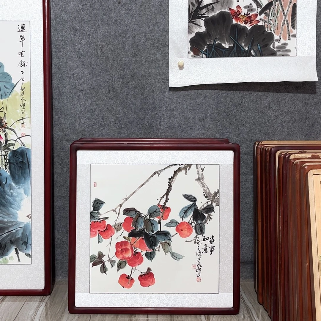 国画书画作品带框63×63