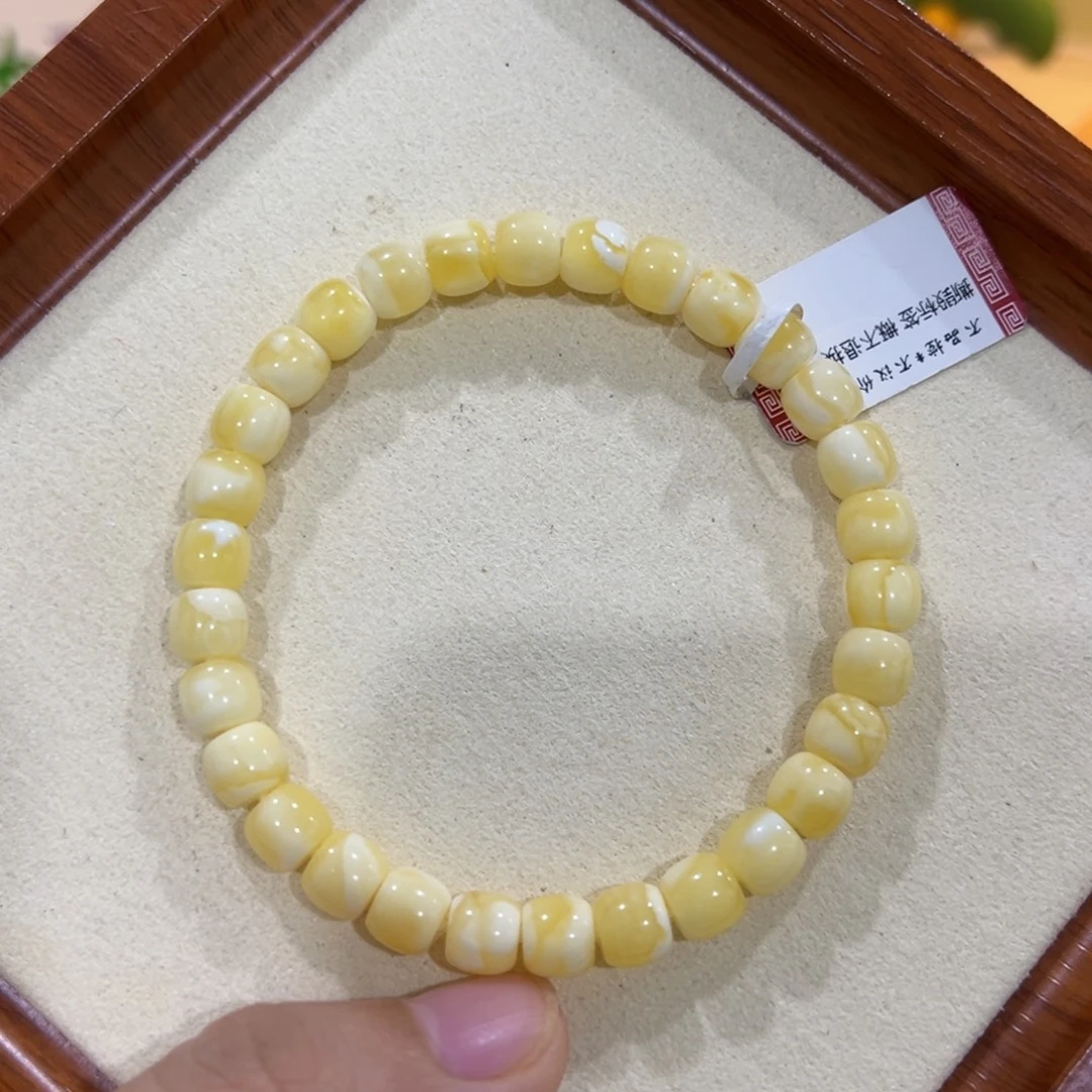 手链蜜蜡未镶嵌7m高桩金瓷白直切单圈