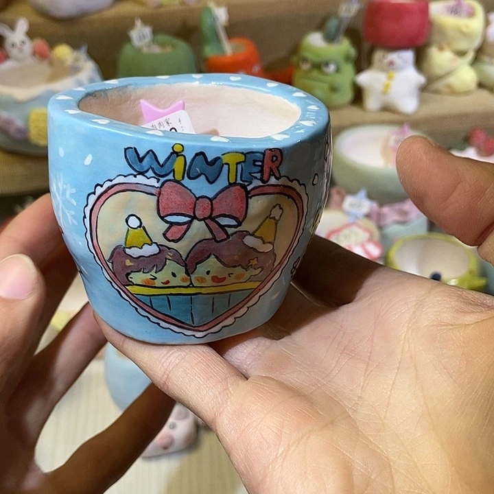 手工手绘盆 满29包邮 542