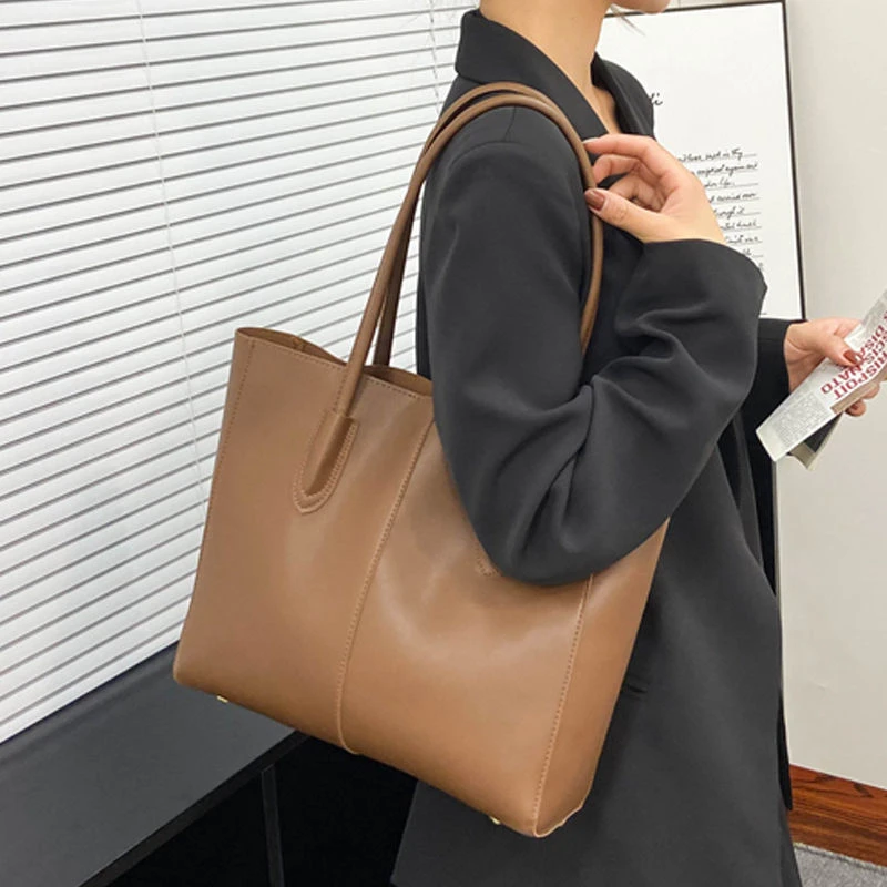 复古托特包包女2025新款潮时尚韩式通勤包百搭ins大容量单肩大包