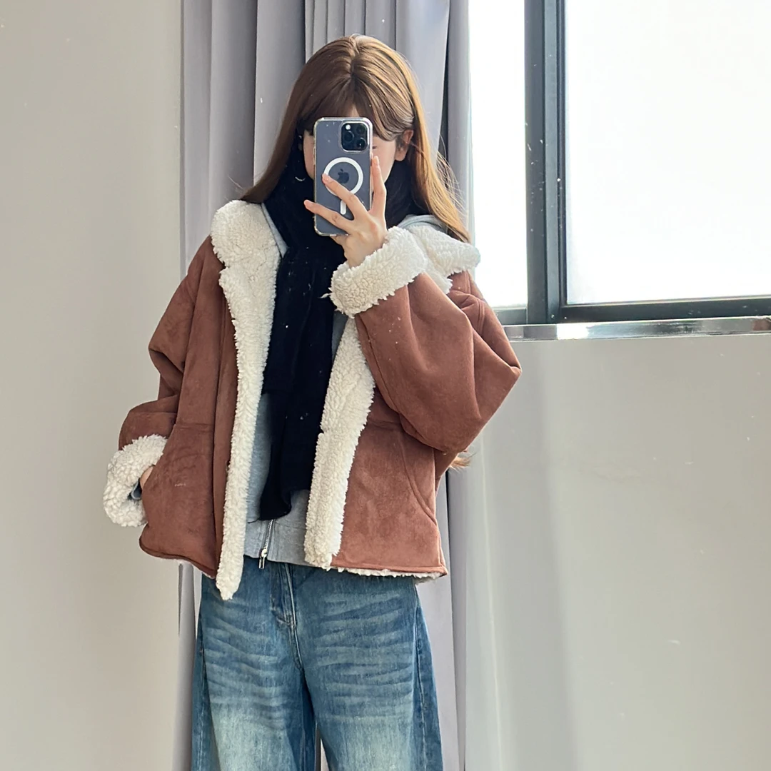 小小仟 许妍等公交麂皮绒加厚毛毛卫衣套装