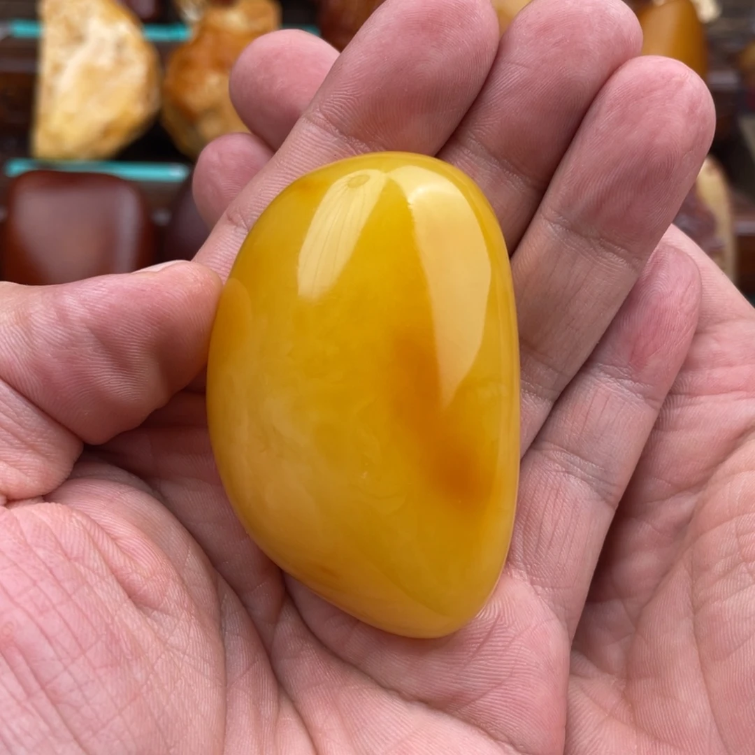 红***利定制琥珀未镶嵌蜜蜡手把件