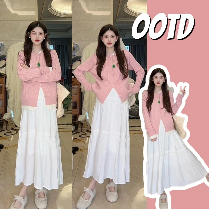 【Liner】孕妇装2025新款百搭时尚显瘦小个子毛衣+半身裙两件套