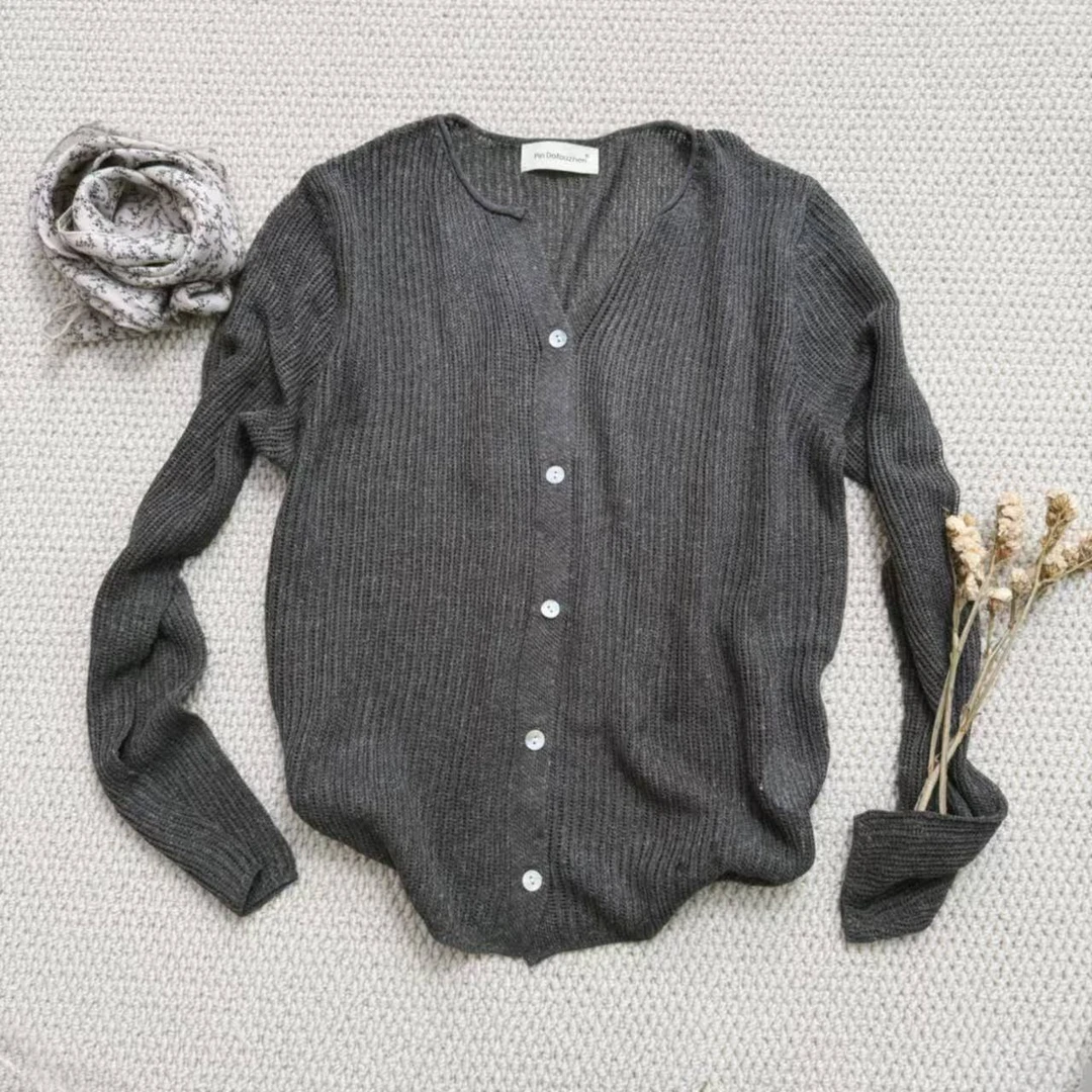 春夏款吧百搭显瘦开衫小V镂空针织防晒衣