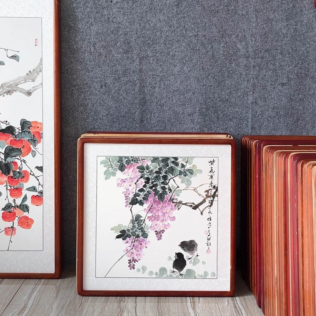 国画书画作品带框63×63