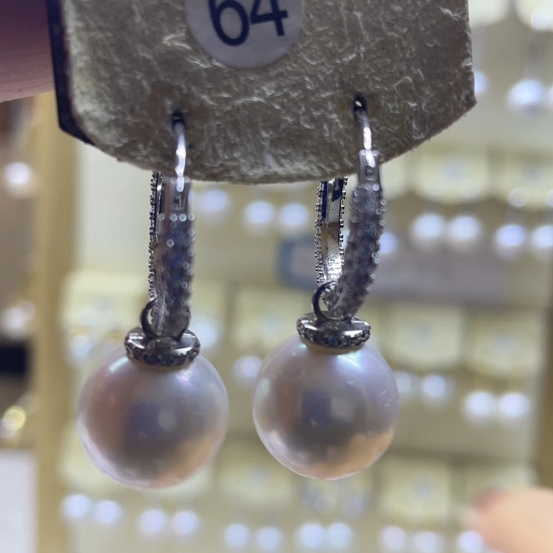 淡水珍珠银S925镶嵌耳饰