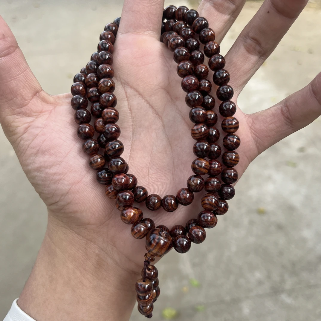 海南黄花梨0.8X108虎皮横纹文玩长串多样发一