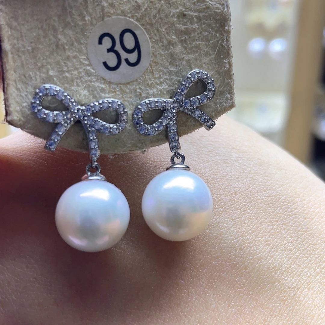 银S925镶嵌淡水珍珠耳饰