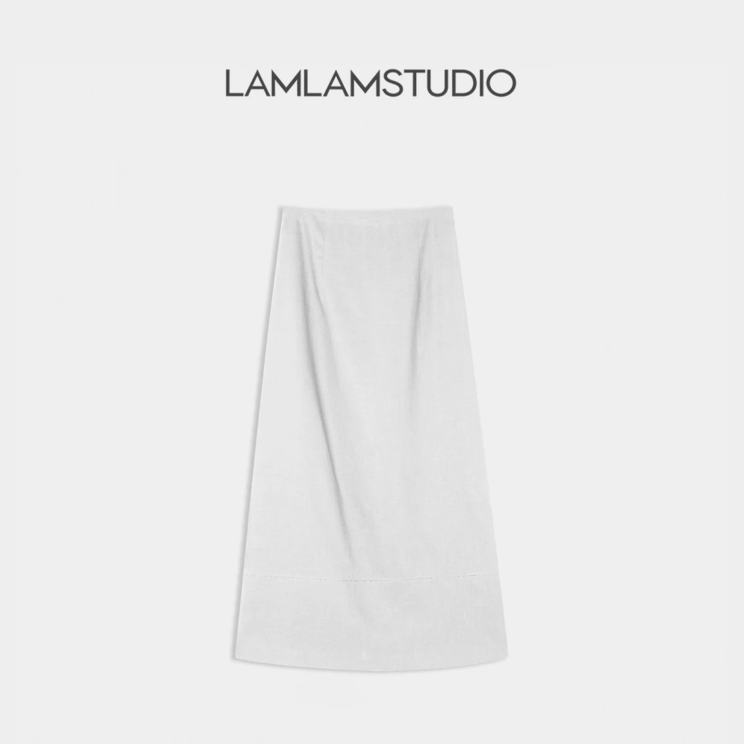 “简约素色”亚麻气质时尚简约纯色半身裙  张一琳 L252191Q