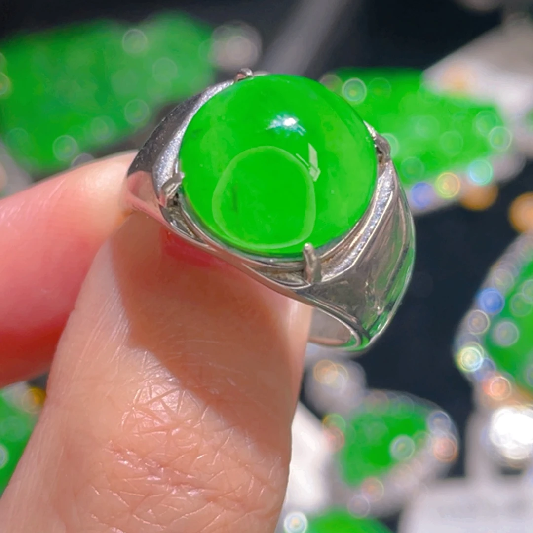 翡翠戒指银S925镶嵌111111111111111