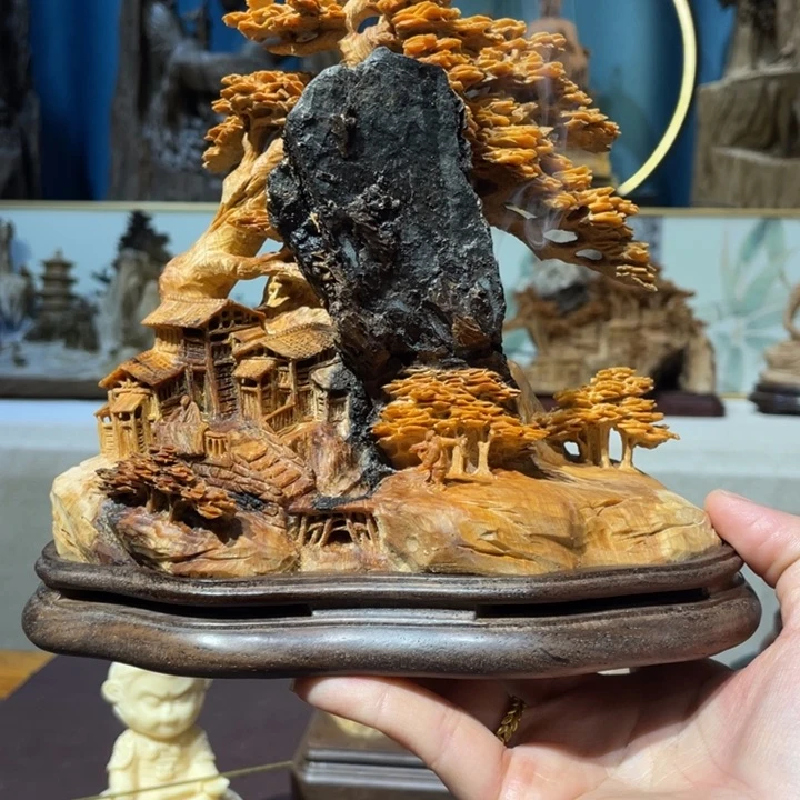 柏木（崖柏）肆**惮山里人家香炉摆件