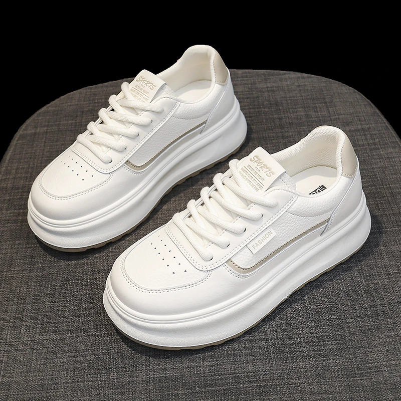 春季休闲小白鞋女2025单鞋厚底增高春夏时尚运动休闲百搭板鞋耐磨