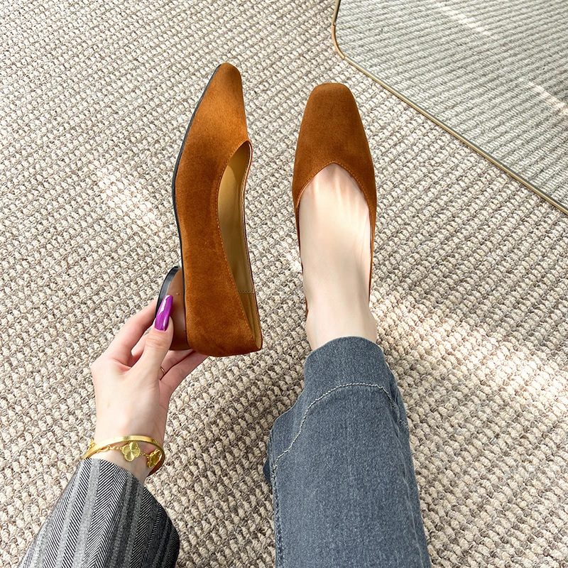 爆款软羊皮方头单鞋女2025新款高级感防滑舒适一脚蹬气质轻便女鞋