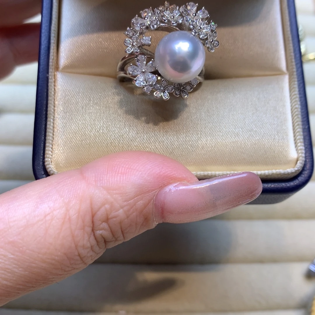 银S925镶嵌戒指海水珍珠