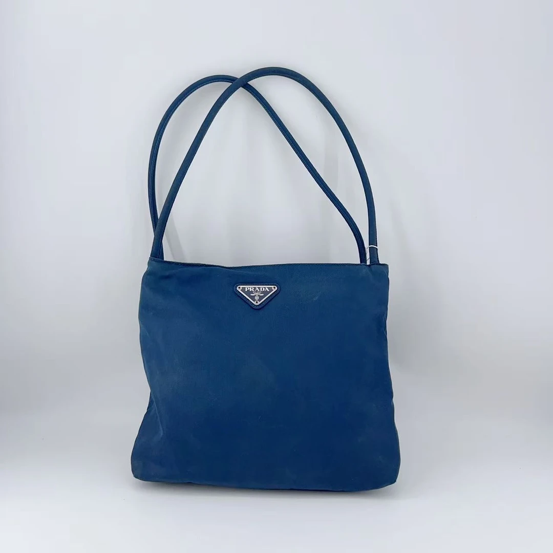 95新 Prada/普拉达  蓝色尼龙布腋下包 1670 2881