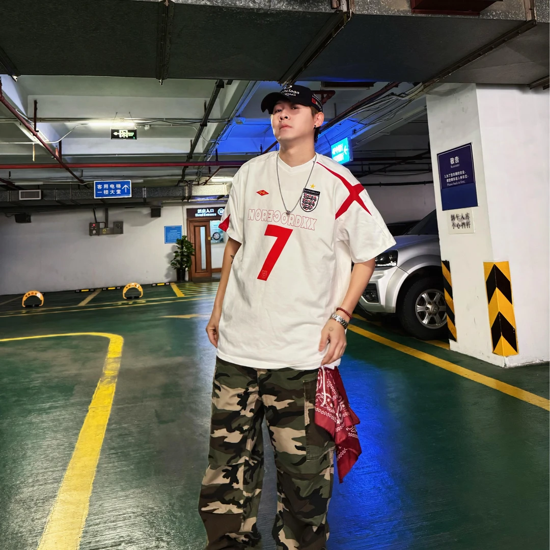 A【7号】重磅棉潮流复古美式足球服印花宽松运动百搭T恤短袖男女
