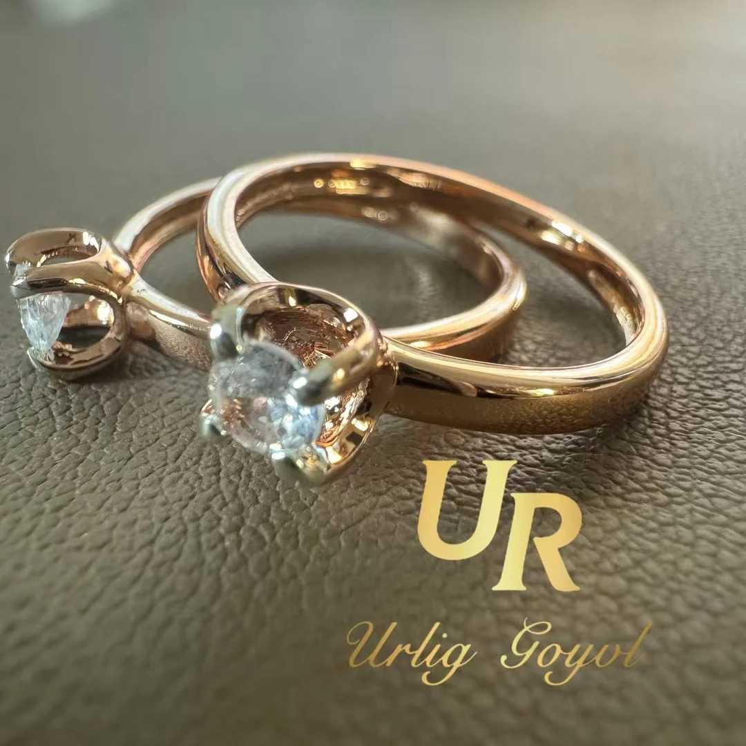 合金锆石耳饰 UR【顺丰包邮-无运费险】单钻戒指 玫瑰金色首饰