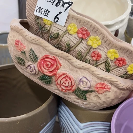 多肉绿植陶瓷花盆9.9包邮，有孔