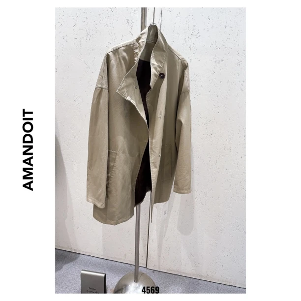 4569丨宽松廓形英伦风中长风衣外套