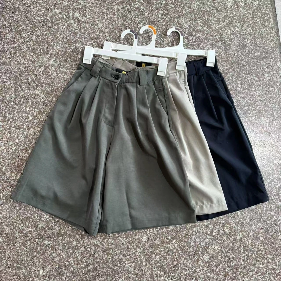 8143西装短裤女高腰春夏宽松通勤风显瘦阔腿直筒裤子休闲短裤女