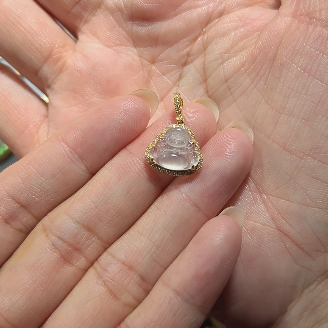 翡翠18K金镶嵌颈饰