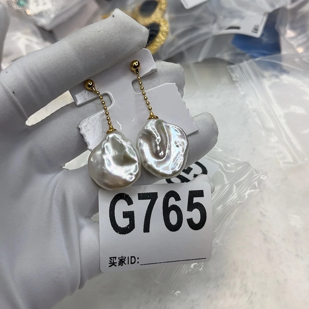 合金淡水珍珠耳饰