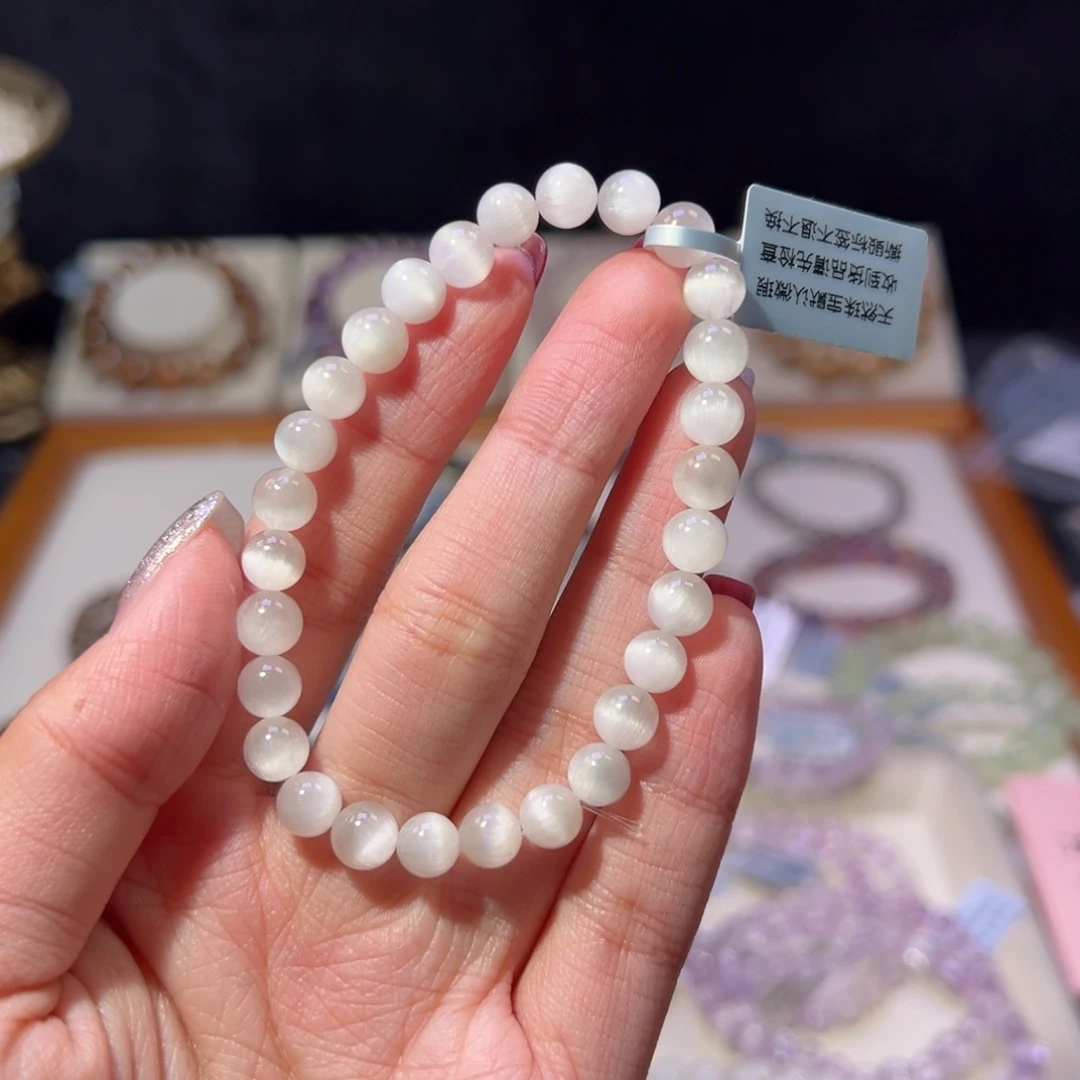 水晶手串未镶嵌林*6m天花板级猫眼白兔毛