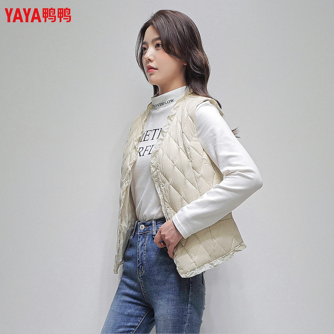 鸭鸭新款轻便羽绒服马夹女短款时尚百搭可内穿保暖修身保暖马甲