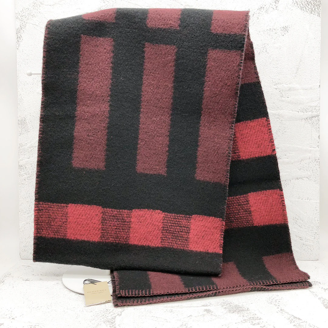 未使用 BURBERRY/博柏利 巴宝莉黑红拼色围巾 20030113-01