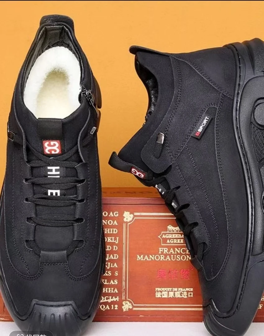 男鞋高帮加绒厚毛棉鞋男软底保暖棉皮鞋男防寒雪地靴爸爸鞋