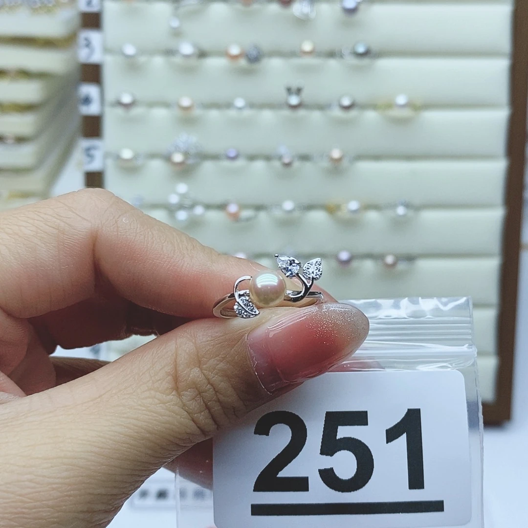 淡水珍珠戒指银S925镶嵌落**安251