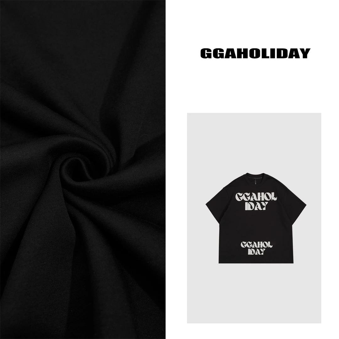 【上新】设计师原创美式休闲复古黑色字母印花百搭显瘦T恤-152238