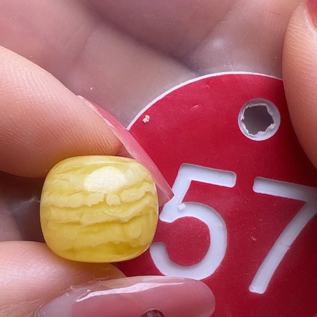 蜜蜡未镶嵌珠宝奇石12.5mm金瓷白虎皮老型