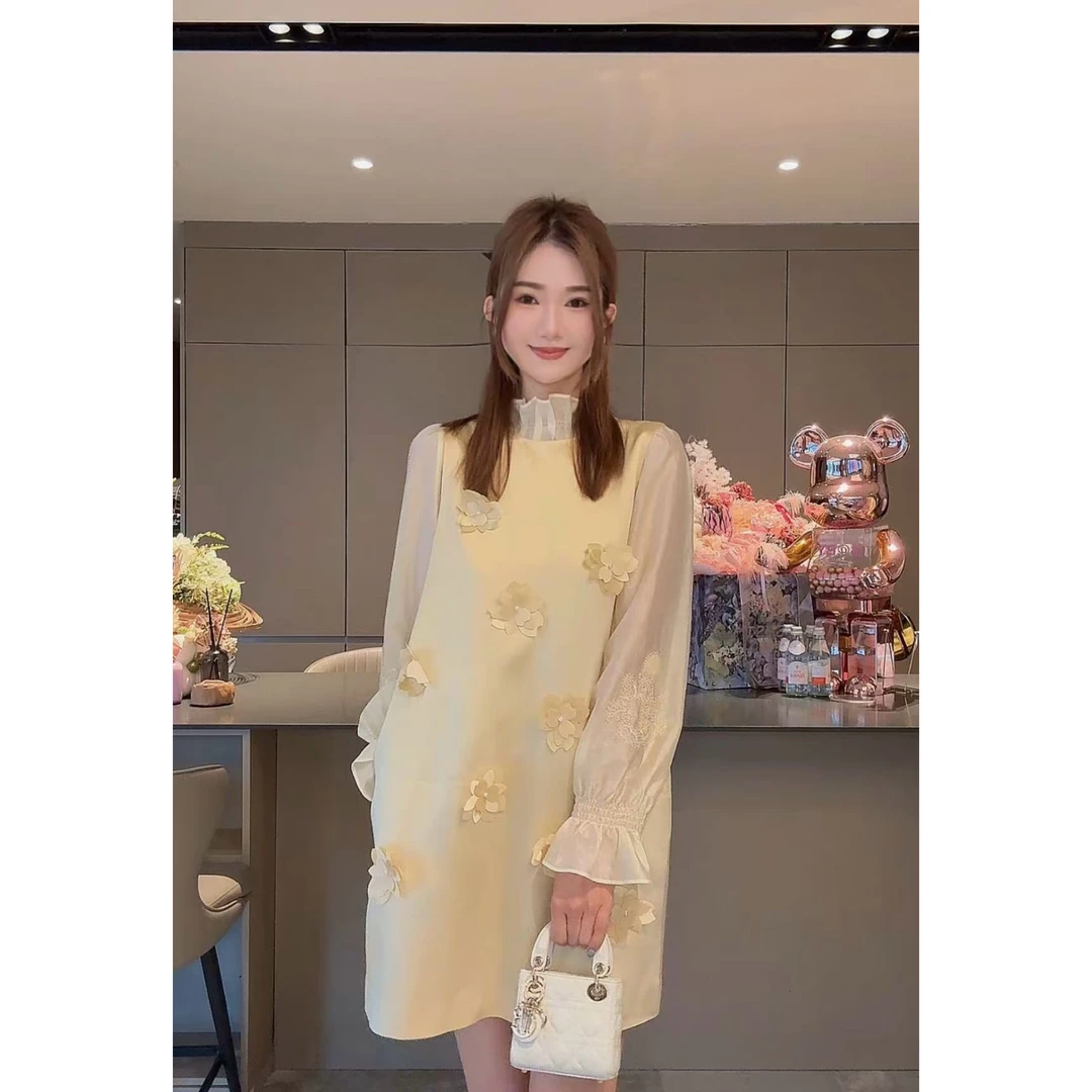 yiyiya.Guo艺艺吖【缪斯女神】休闲时尚百搭花片提花连衣裙0848SS52