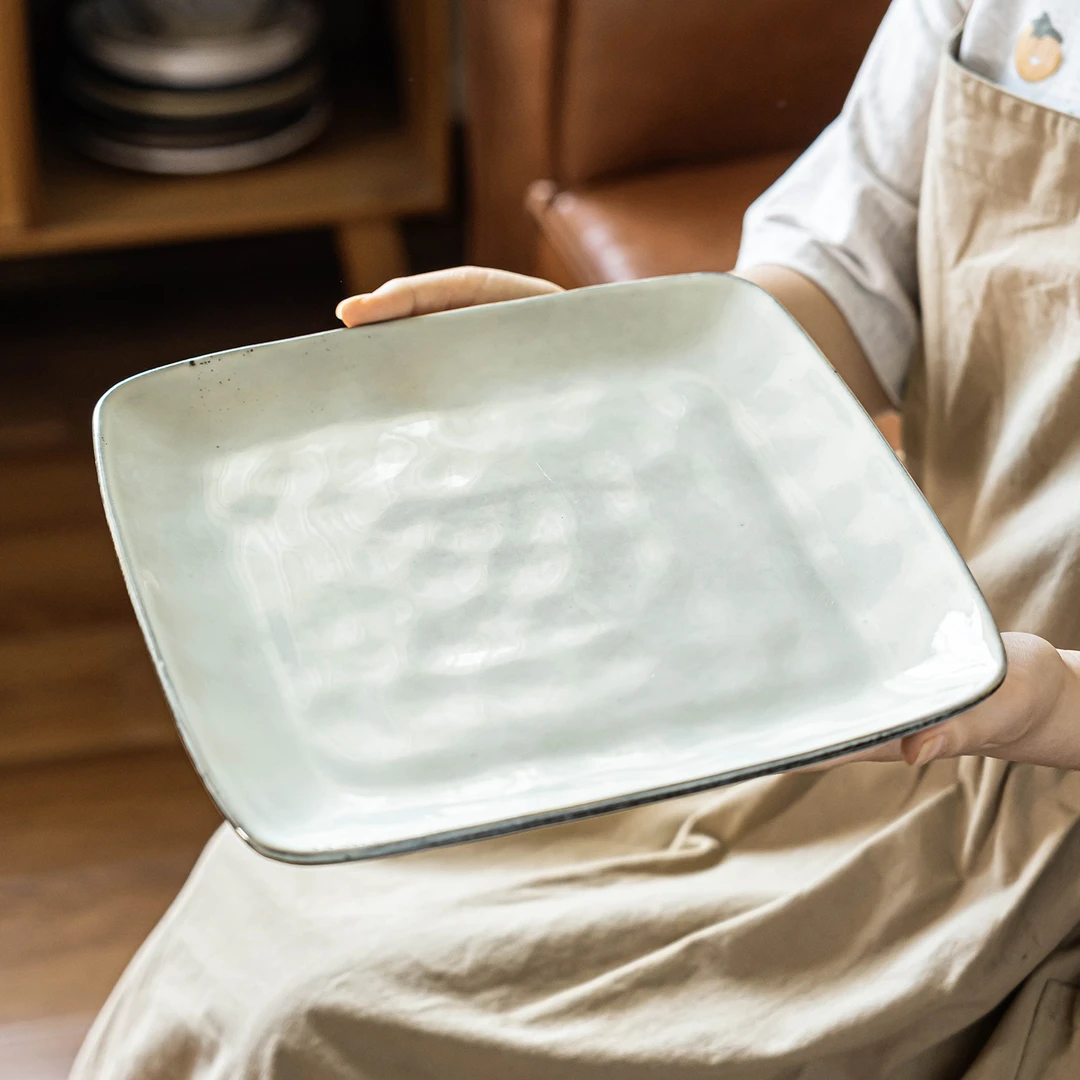 方盘西餐牛排盘意面盘陶瓷盘子甜品点心盘四方盘酒店餐厅家用餐具