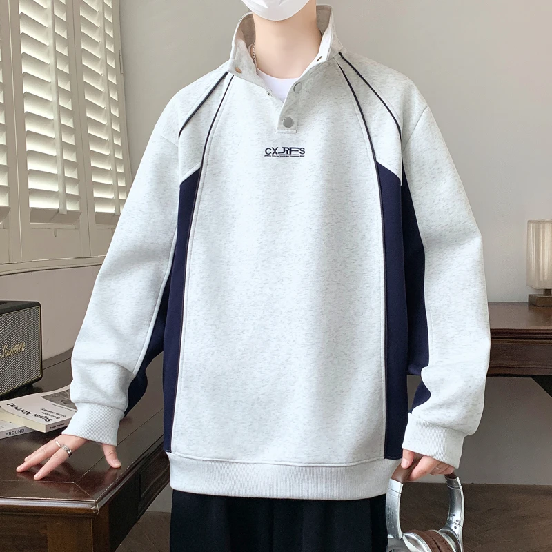 eddadior法国轻奢品牌纽扣半高领长袖卫衣秋冬休闲打底衫新款潮