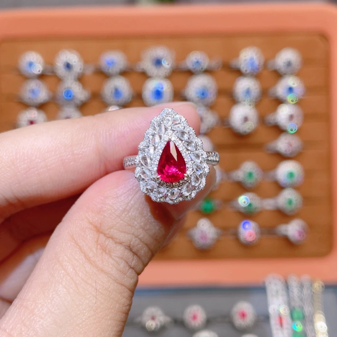 18K金镶嵌红宝石戒指1ct 无烧鸽血 两用